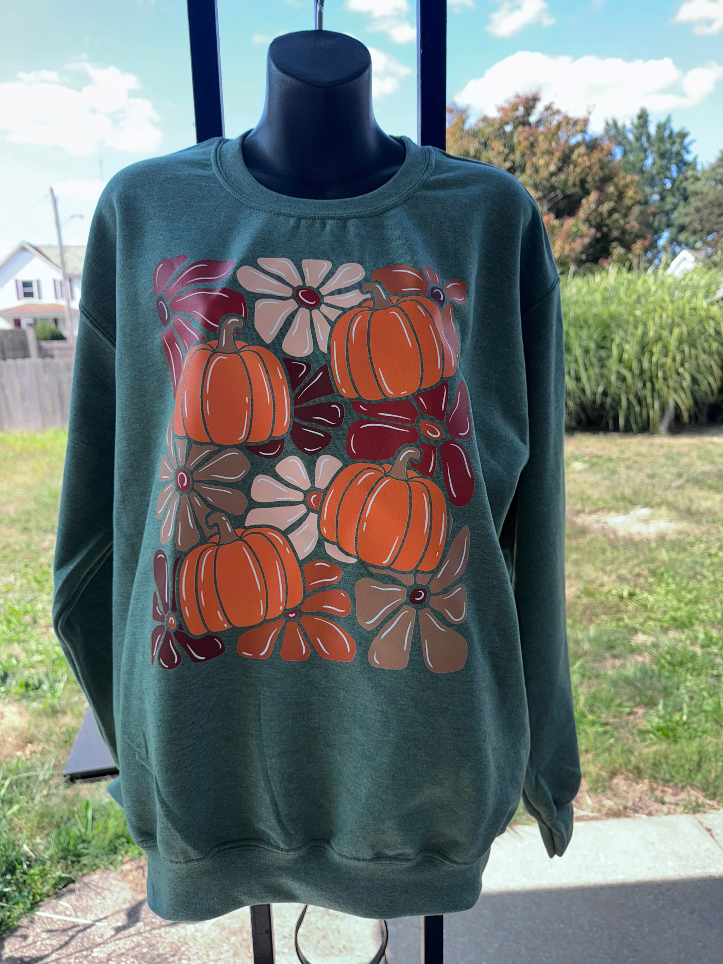 Fall Floral Pumpkin Crewneck Sweatshirt