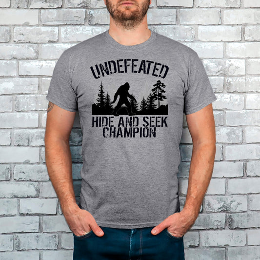 Undefeated Hide and Seek Champion Sasquatch Bigfoot T-Shirt