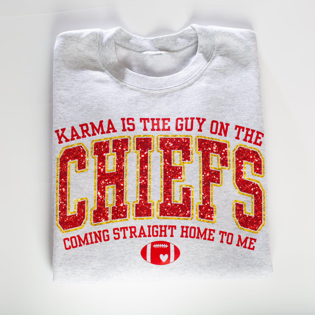 Karma is the Guy on the Chiefs Crewneck